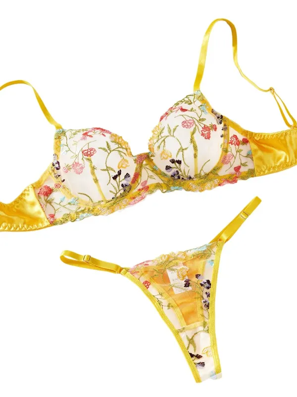 Bordado conjunto de sutiã de renda francesa meninas sexy mulheres bralette transparente roupa interior tanga sutiãs lingerie calcinha conjuntos — image 2