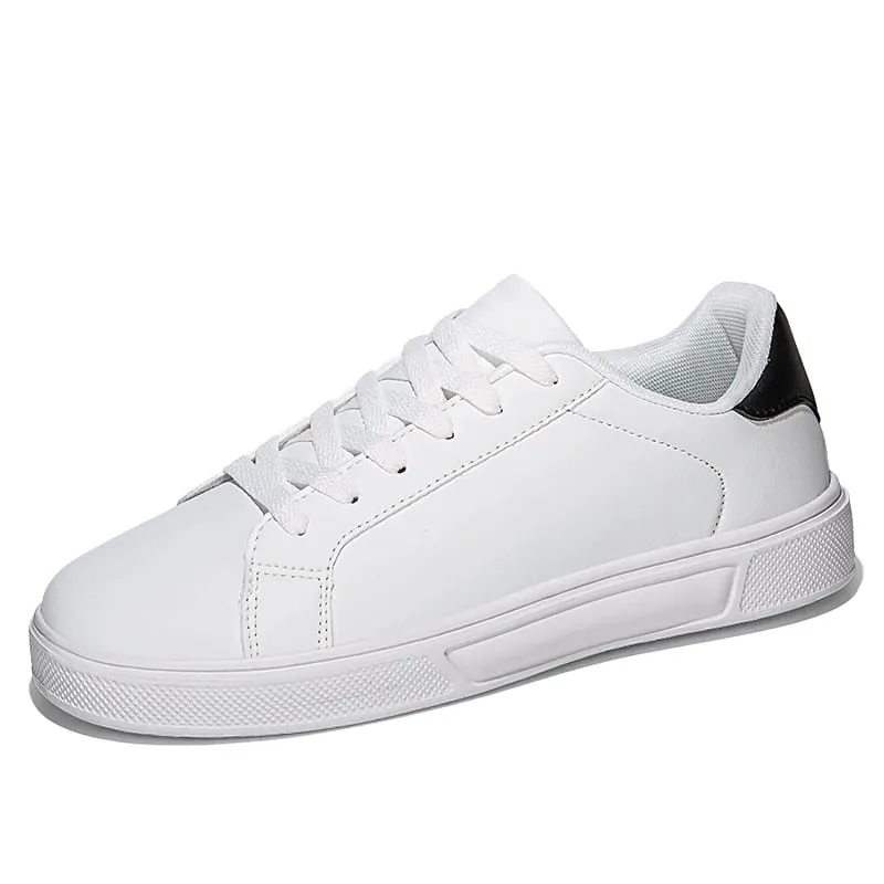 Men's White Natural Leather Sneakers with Flat Bottom Casual Shoes Light Walking Sneakers Simple Daily Student Shoes Women 36-45