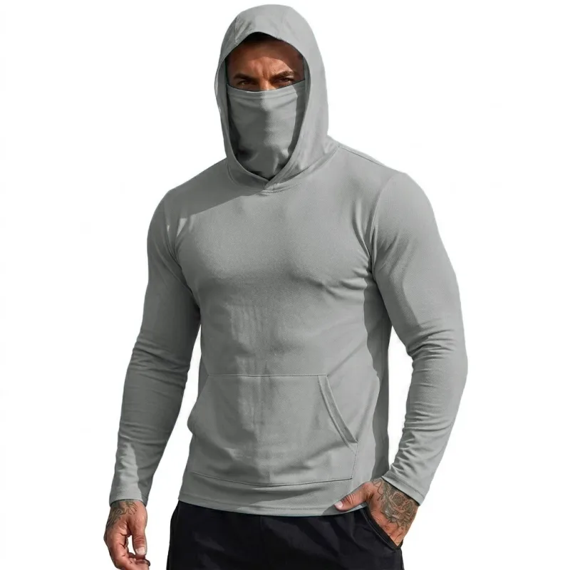 Camiseta masculina com capuz, proteção solar, secagem rápida, manga comprida, leve, top de desempenho para caminhadas ao ar livre, uso solar — image 11