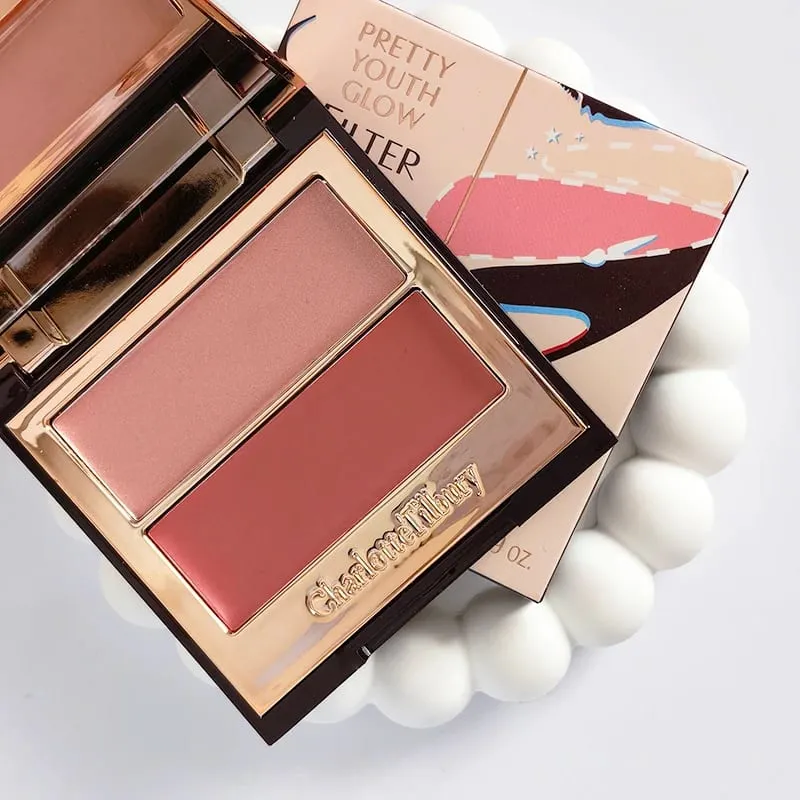 Charlotte Tilbury PILLOW TALK Série Coração Macio Cor Dupla Pó Blush Placa de Cores Código de Cores Quentes Primeiro Amor Sexo em Fogo