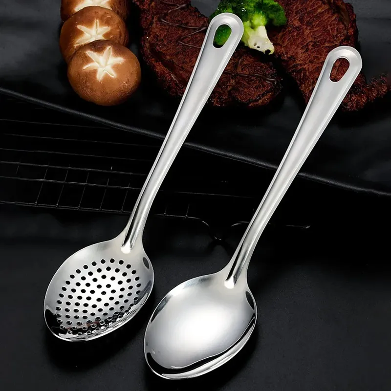 304 Stainless Steel Strainer Spoon Colander Ladle Filter Strainer Food Skimmer Useful Things For Kitchen Gadgets Kitchenware — image 4