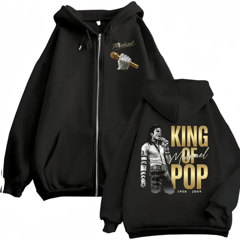 King of Pop Michael Jackson Bad Era Zipper Hoodie Men Women Harajuku Streetwear Jacket Sweatshirt Fleece Casual Zip Up Pullovers — image 21