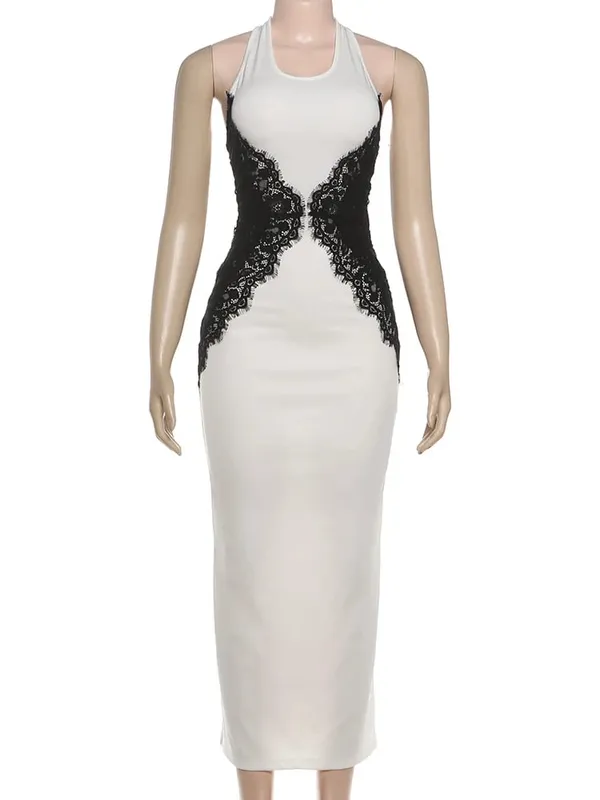 Kliou rendas retalhos vestidos longos mulher halter o-pescoço fora do ombro sem costas robe meia noite baile de formatura elegante vestidos magros — image 6