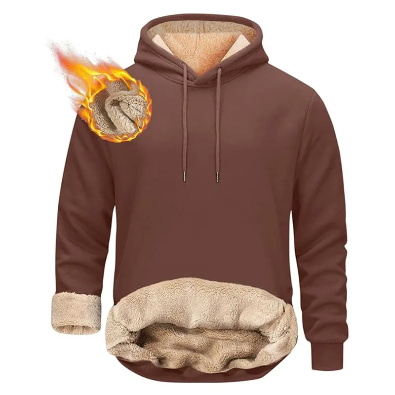 Vinter Varma Luvtröjor Herr Sport Tjocka Sweatshirts Vindtät Thermal Casual Enfärgad Lös långärmad tröja Streetwear — image 9