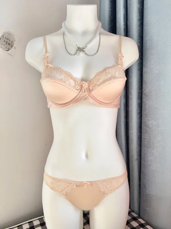 Popular Red Lace Minimizer Bra Set Ladies Half Cup Ultra Thin Big Bust Soft Support Bridal Party Honeymoon Night Out 32-38 Suit — image 8