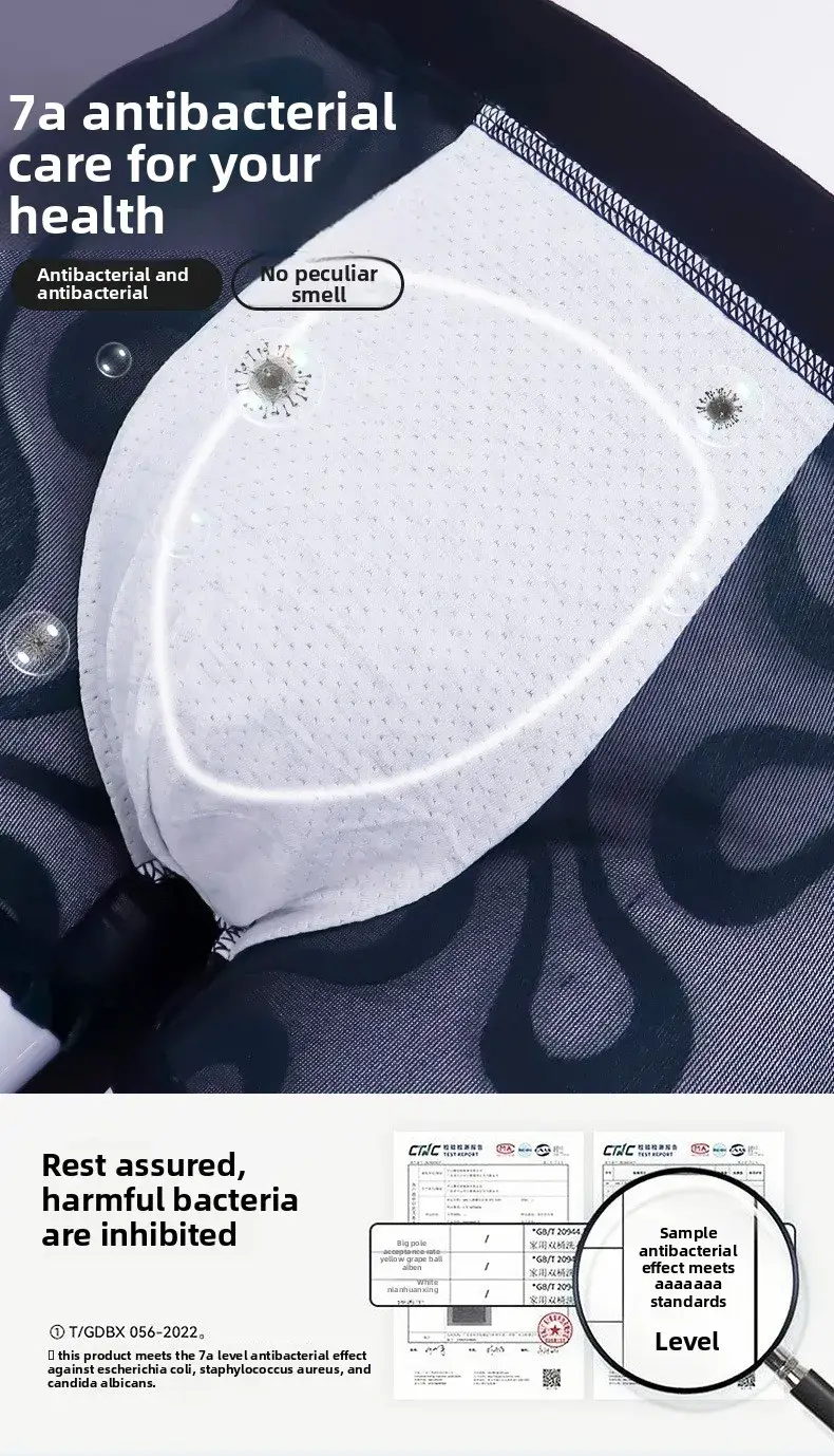 Cuecas boxer masculinas de malha transparente, 2 peças, com cintura elástica larga, alta elasticidade, multi cores opcionais, plus size, roupa íntima masculina — image 5
