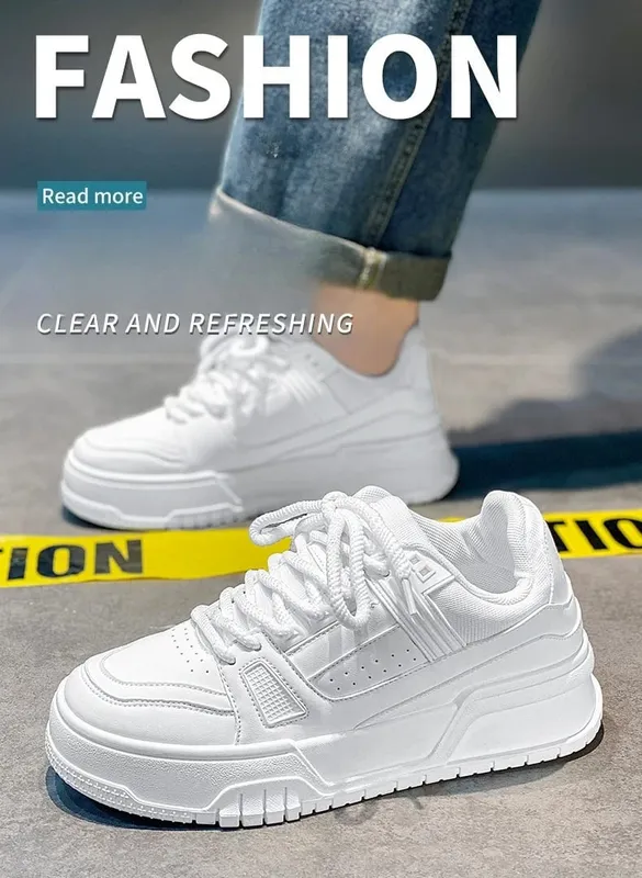 Men Sneakers Casual Shoes Men Flats Zapatillas Hombre Lightweight Pu Leather Breathable Shoe Mens White Sports Tenis Shoes — image 8