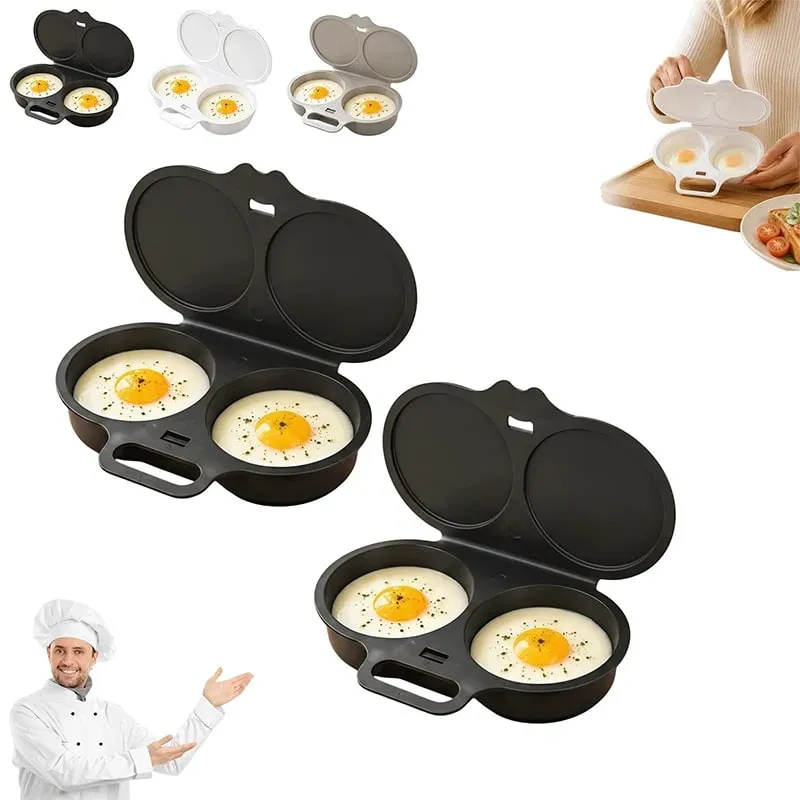 Dual Cavity Microwave Steamer Egg Cooker Food-grade Plastic Fryer Egg Steamer Mold Kitchen Accessories Kitchen Utensils — image 2