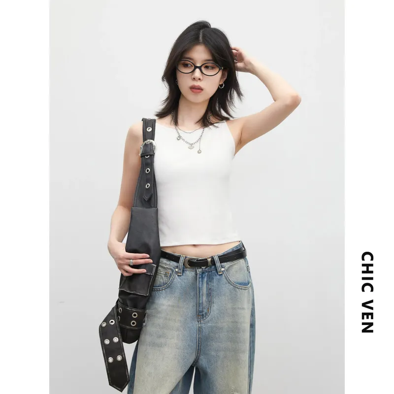 VEN Women Bottom Tees Solid New Slim Micro Elastic Tanks with Chest Cushion Ladies Camis Vest for Girl Summer 2026 — image 10