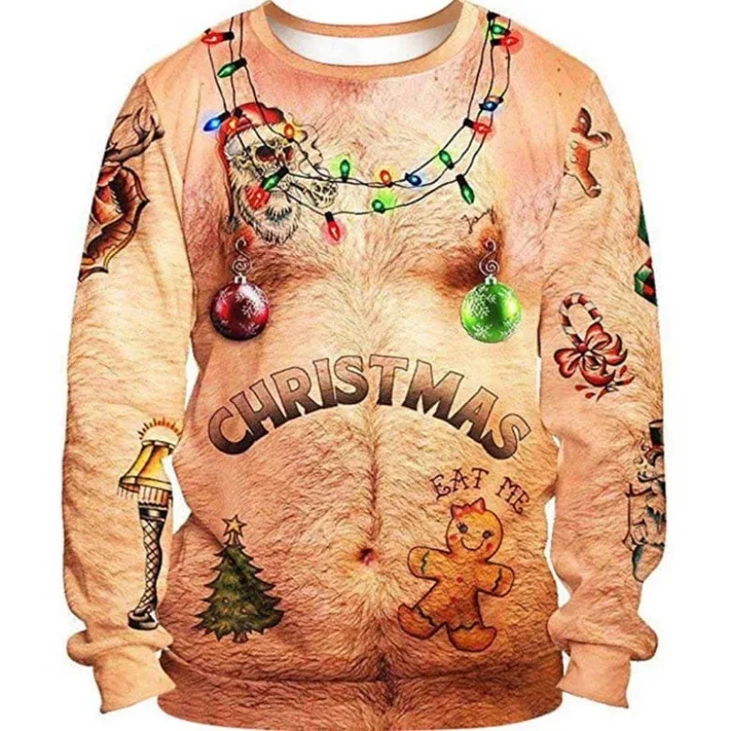 3D Print Ugly Christmas Sweatshirts For Men Women Santa Claus Pattern Long Sleeves Casual Festival Loose Pullover O-Neck Hoodies — image 8