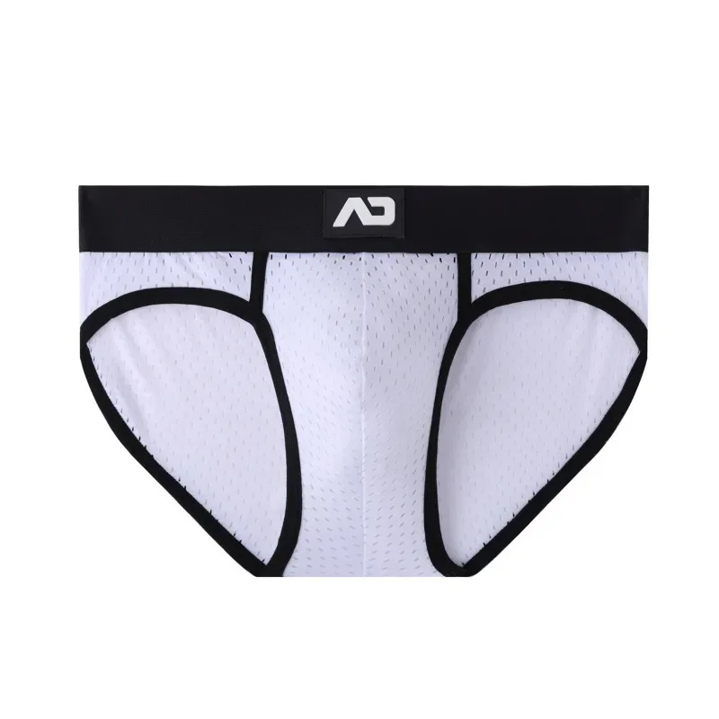 2026 solid color new men's low waist through mesh breathable briefs addicted underwear AD4-M388 — image 4