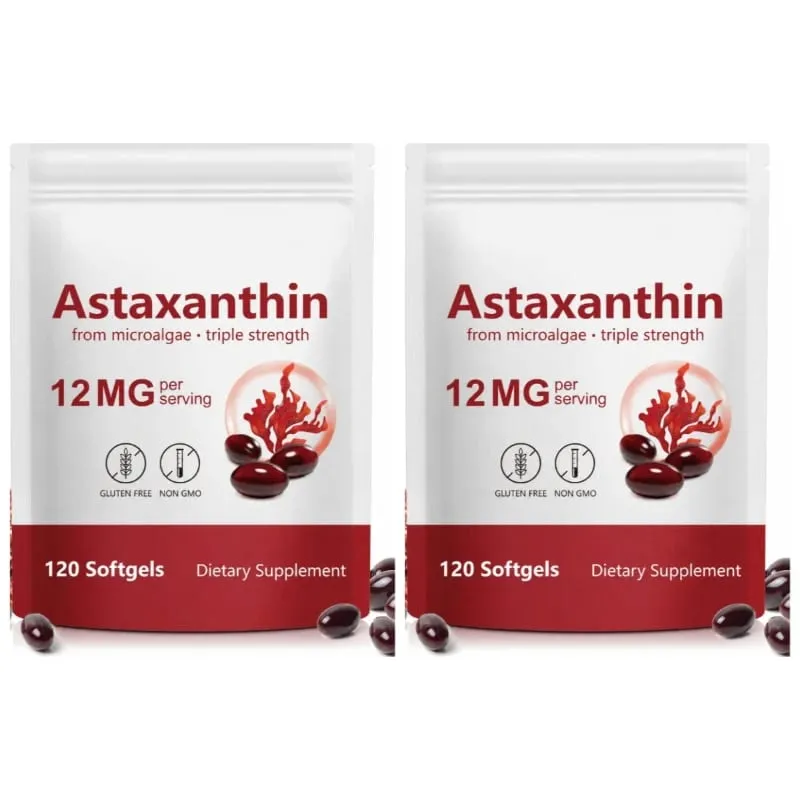Astaxanthin Softgels From Microalgae Promotes Collagen Production Soy Free Gluten Free Non GMO Triple Strength 120 Softgels — image 8