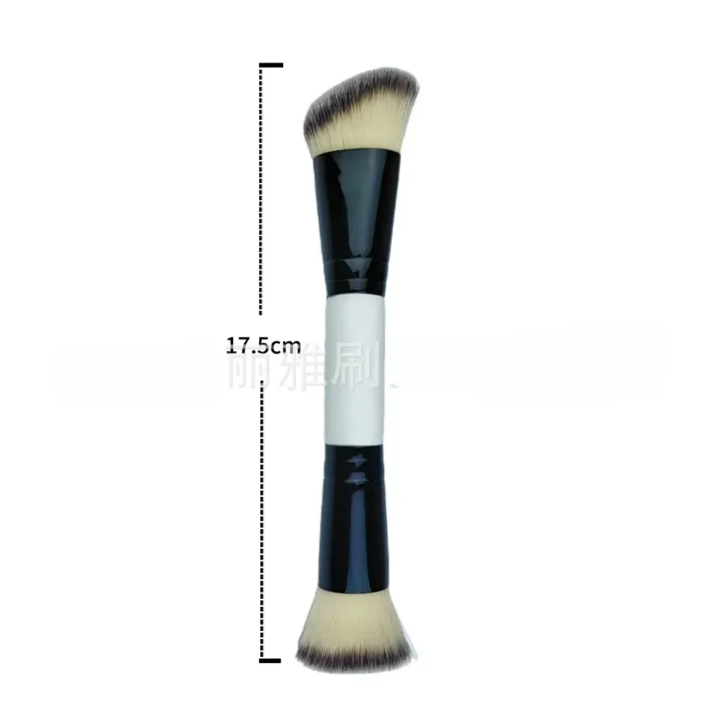 Double Head Makeup Brushes 2 In 1 Flat/Angled Foundation Concealer Contour Brush para sa Blending Loose Powder Liquid Cream — image 13
