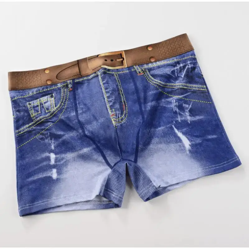 1PCS Panlalaking damit na panloob na denim print cotton na hugis U na disenyo, breathable na boksingero, panlalaking cotton na komportable — image 6