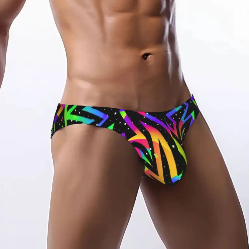 Men's Sexy Briefs Breathable Bikini Star Rainbow Geometric Pattern Men Underpants Low Cut Man Underwear Panties — image 1