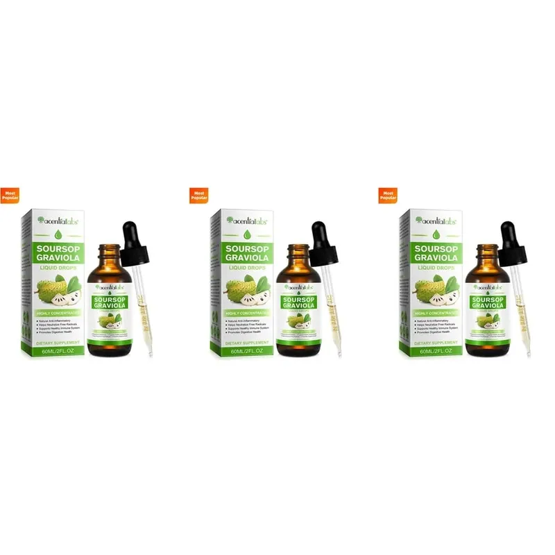 AcentiLabs Soursop Graviola Liquid Drops C-vitamin támogatja az emésztést, az immunrendszert, szabadgyökök elleni védelem 60 ml felnőtteknek — image 10