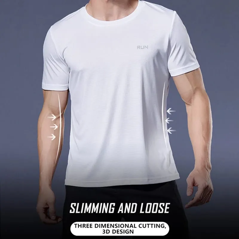 Men's Quick Dry Sports T-Shirt Short Sleeve Breathable Moisture Wicking Lightweight Gym Running Workout Top