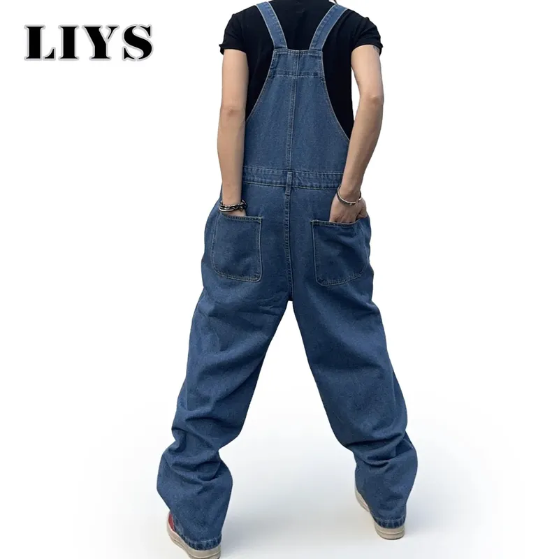 Overalls for Men Denim Suspenders Simple Baggy Jeans Men's Street Casual Solid Mid Waist Loose Washed Jumpsuits Length Tracksuit — image 6