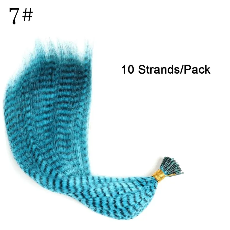 Synthetic Colored I-Tip Faux Feather Hair Extensions 16" 10 Strands/Pack Women's Heat Resistant Fiber Wig Accessories — image 13
