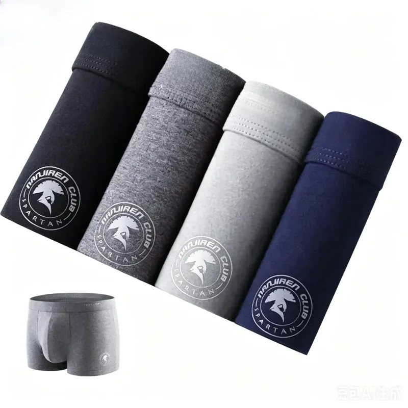 4 pacote masculino plus size boxer shorts de algodão anti-chafe roupa interior grande e alto respirável solto ajuste elástico na cintura boxers