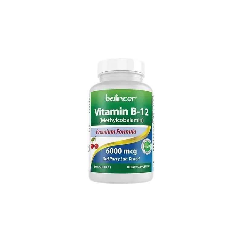 Vitamin B12 Supplement 6000mcg - Energy Brain Memory Mood Heart Function Nervous & Immune System Support 30/60/120 Capsules