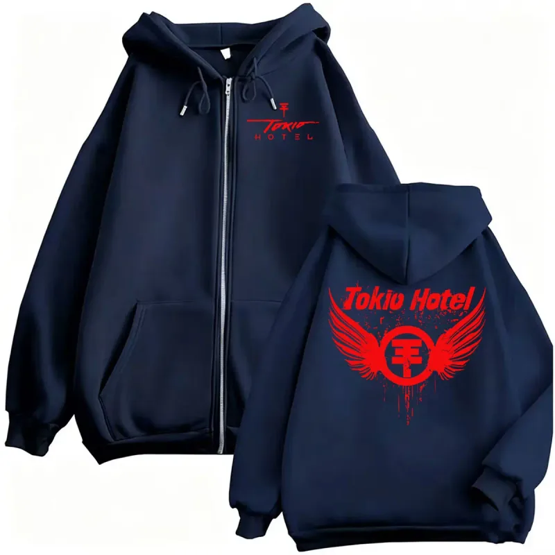 Tokio hotel banda música arena tour zíper hoodies masculino hip hop high street sweatshirts jaqueta casacos moda casual zip up hoodie — image 4