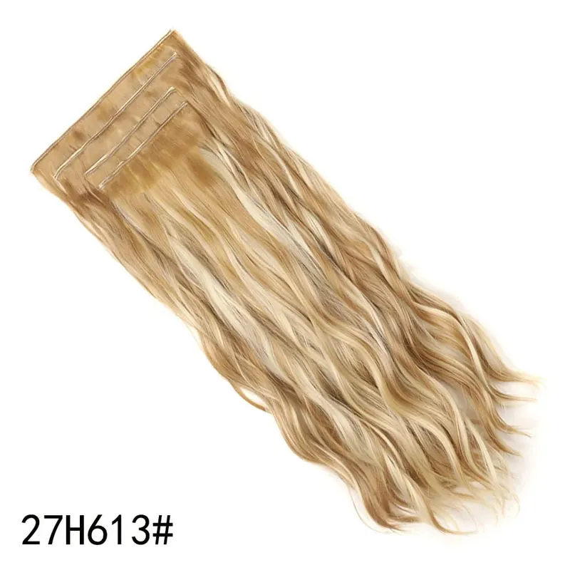 4PCS/Set Clip-in Hair Extensions 20inches Long Water Wavy Synthetic Hair Extensions Thick Hairpieces Fake Hair for Women Girls