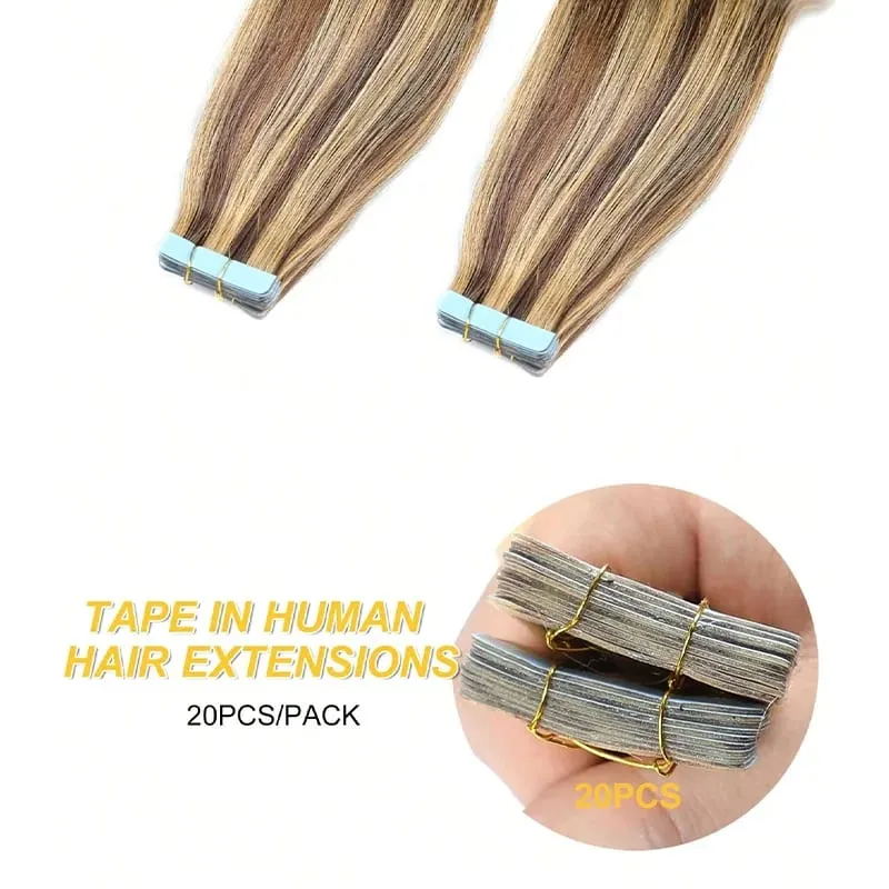 Jessie's Wig #4P27 Piano Highlight 16-26 Inches 50g 20pcs/pack Tape In Human Hair Extensions Real Human Hair Silky Straight — image 5