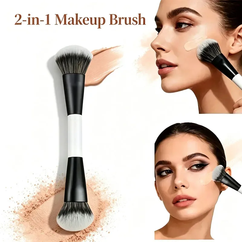 Multifunctional Make Up Brush Double Ended Angled Foundation Makeup Brushes Blush Make Up Brush Wood Handle Cosmetic Tool HZS35 — image 2