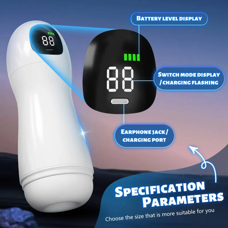 LED Automatic Male Masturbator Cup Blowjob Machine Real Vagina 9 Sucking Vibrating Modes Oral Masturbatio Sex Toys For Men