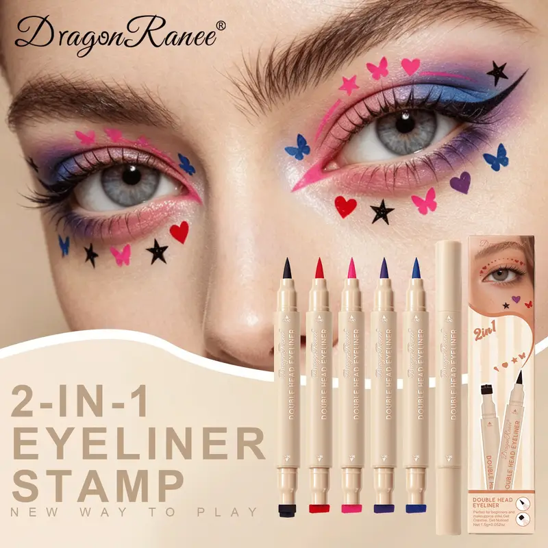 2-in-1 Dual-Ended Stamp Eyeliner Pen 20 Colors Waterproof Liquid Eyeliner with Stamp Tip Quick Dry Eye Makeup for Beginners — image 2