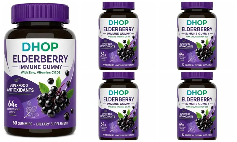 Black Elderberry Gummies 60pcs for Immune Support Sambucus Extract Zinc Vitamin C D3 for Adults Kids 2 Capsules Per Day — image 11