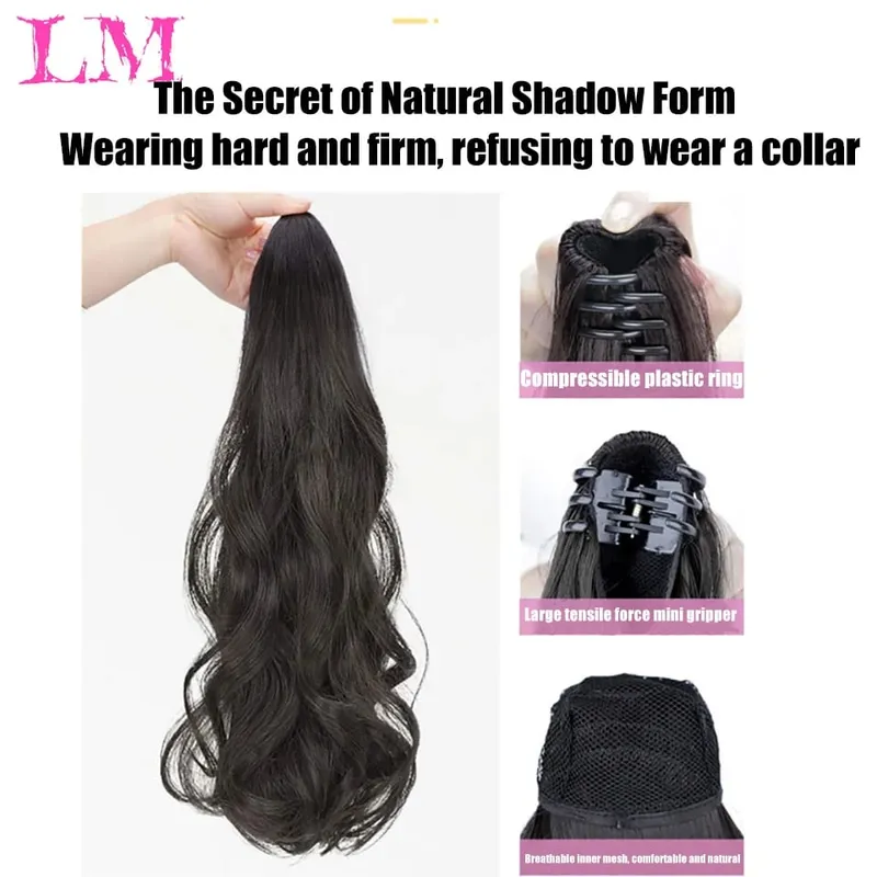LM Synthetic Ponytail Extension Claw Curly Wavy Clip in Hairpiece Ponytail Hair Extensions Long Pony Tail Synthetic for Women — image 5