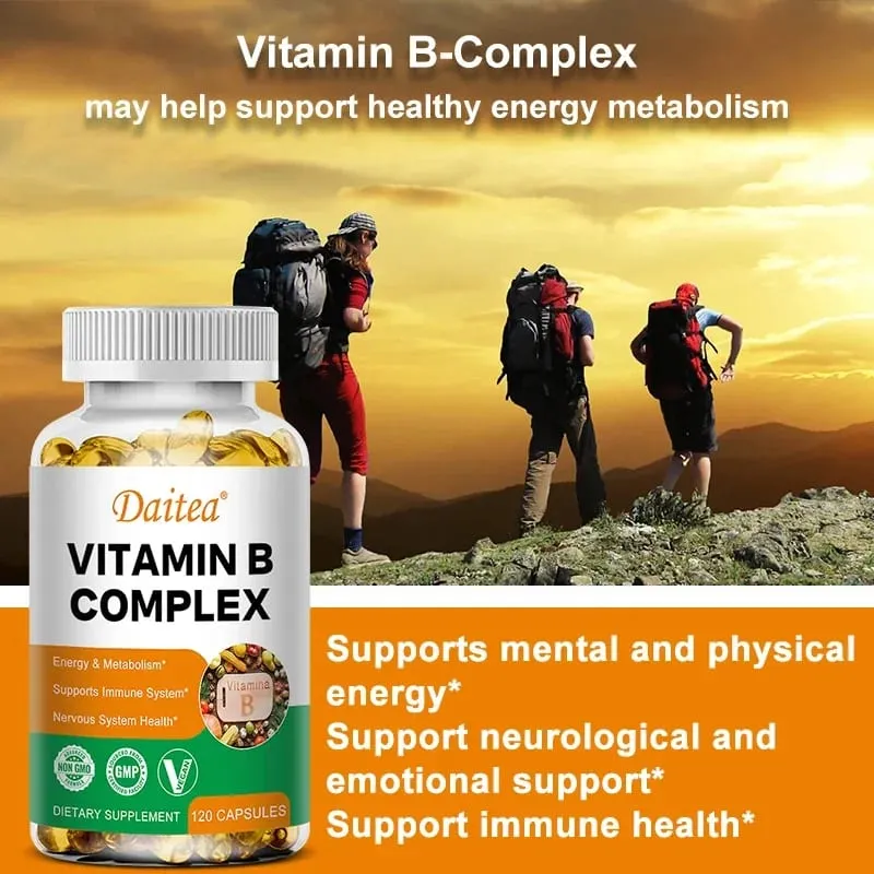 Organic Vitamin B Complex Supports Energy Immune Health Antioxidant Supplement - 30/60/120 Vegetarian Capsules