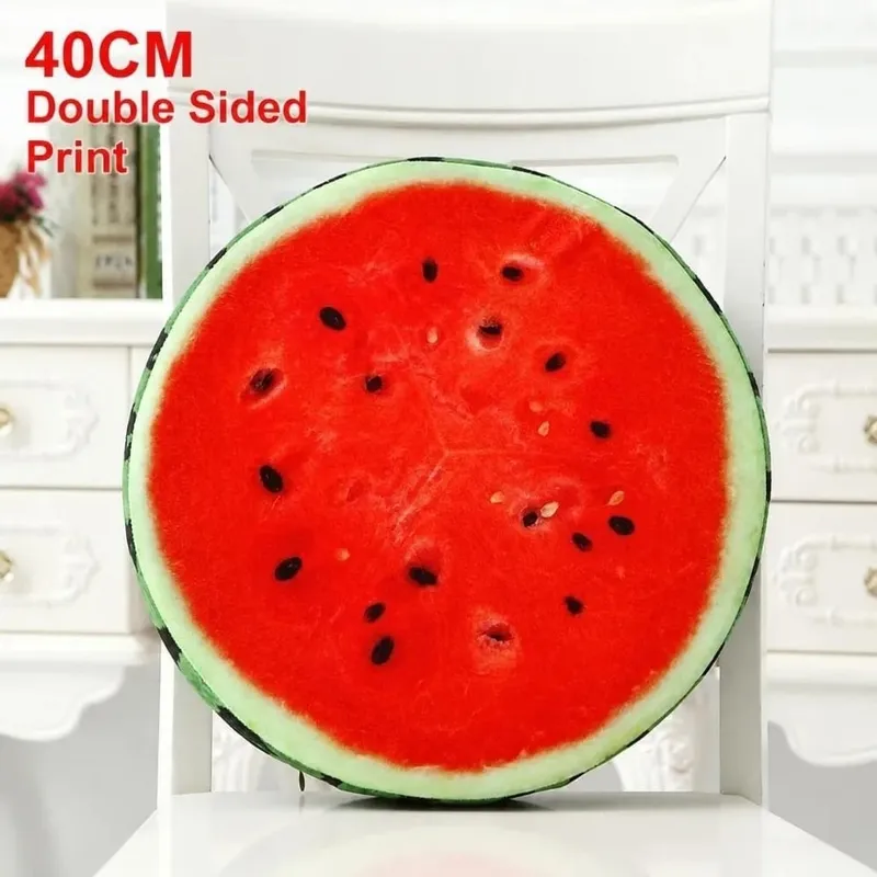 Cute Round Fruit Pillow Fruit Slice Print Plush Fabric Seat Cushion Stuffed Inner Simulation Plush Pillow Sofa Decor — image 19