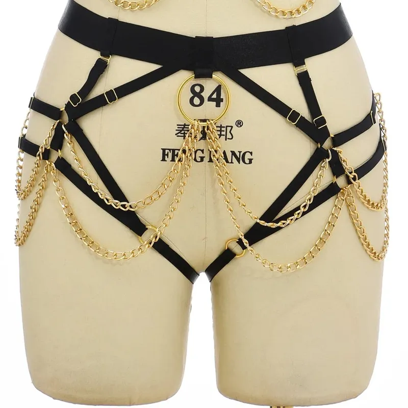 Gótico elástico corpo arnês gaiola sutiã oco ajustar lingerie sexy conjunto punk halloween pena desempenho roupas bondage arnês — image 15