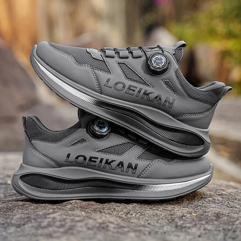 Men's Rotating Button Running Shoes Breathable Mesh Quick Lacing Athletic Sneakers — image 3