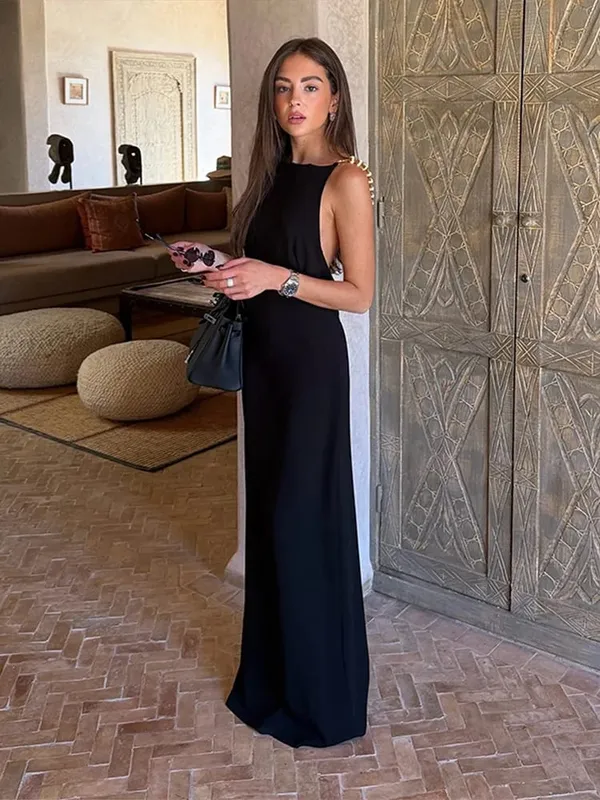 Sexy Bead Strap Maxi Dresses Women's Slim Sleeveless Backless Waist-cinching Hip-wrap Dress 2026 New Ladies Summer Evening Grown — image 5