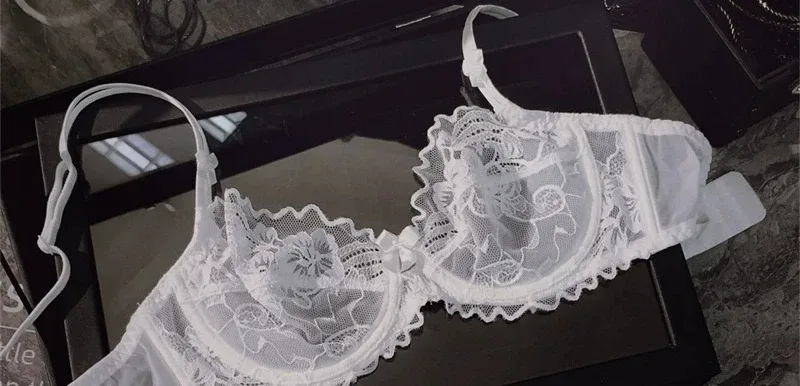 Minimal French Thin Perspective Lace Lingerie Set Underwire Beauty Back Malaking Bust Minimizer Side Shaping Anti Sagging Bra Set — image 9