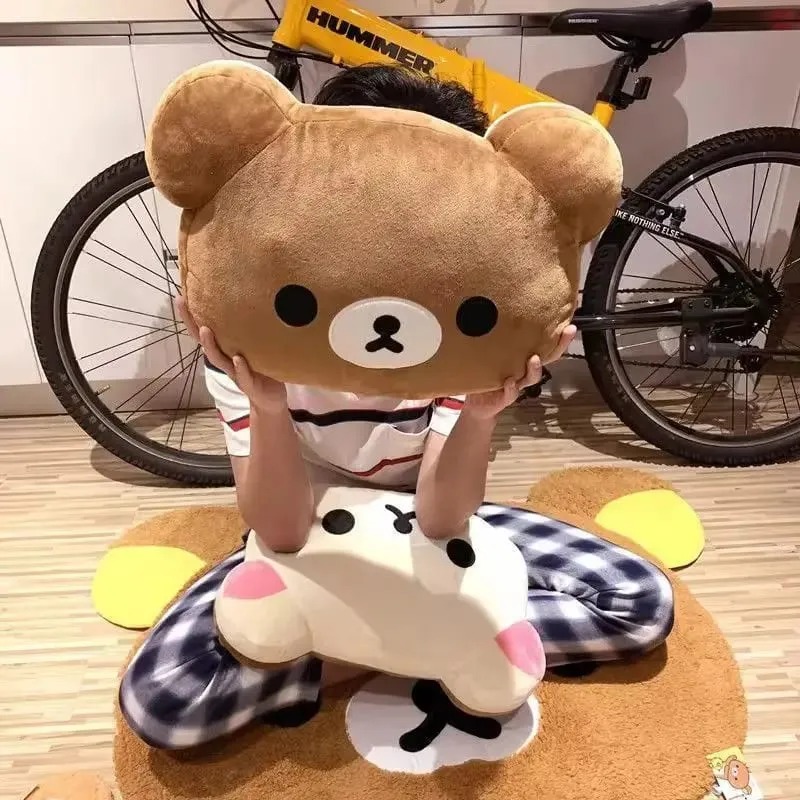 44cm Cute Rilakkuma Plush Toy Back Support Detachable Cover Bedside Large Pillow Comforter Washable Sleeping Pillow Gifts — image 7
