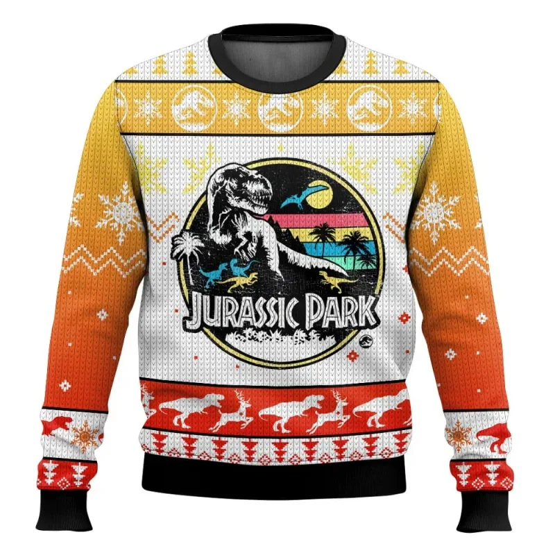 Jurassic Park Dinossauros Feliz Natal Roupas Presentes Suéteres de Papai Noel Moletons masculinos e femininos 3D Festa de outono e inverno — image 13