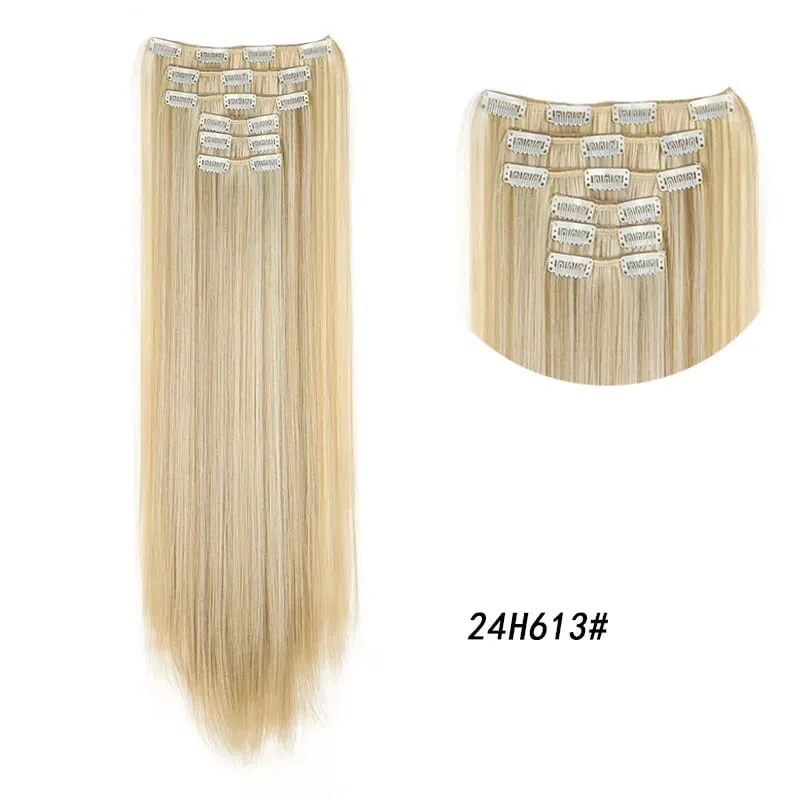 Synthetic Long Curly 16 Clips Hair Extension Heat Resistant Fiber Black Brown Hairpiece for Women Cosplay Wig Halloween Wig Part — image 9