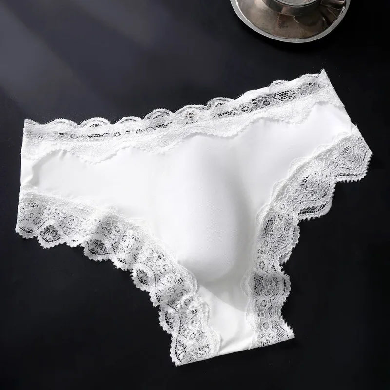 Calcinha masculina com acabamento de renda, cueca respirável de alta elasticidade 3d convexa, roupa íntima sexy fina transparente — image 3