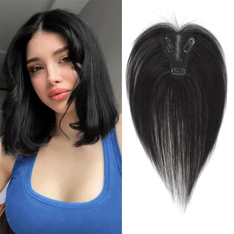 Wig Piece for Women with Bangs Covering Their White Hair and a Thin Invisible Replacement Piece for Their Hair