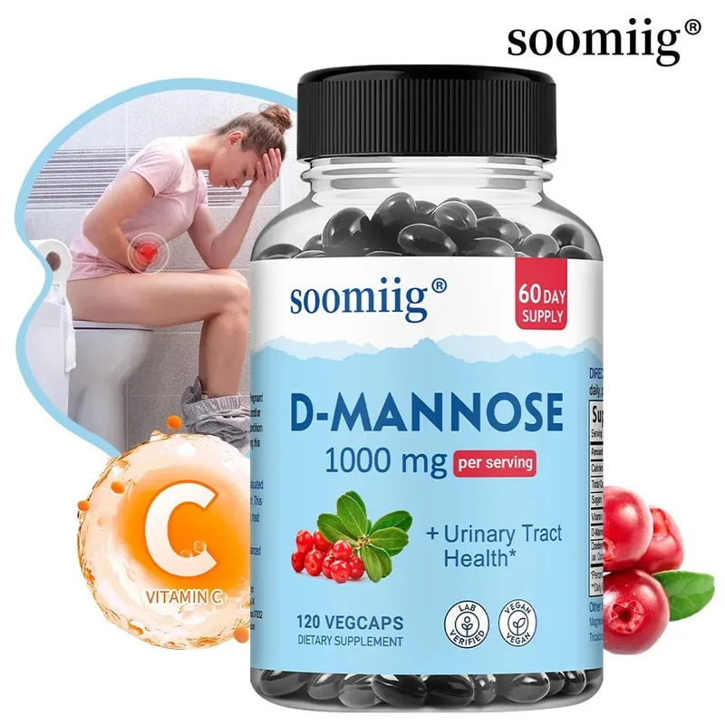D-Mannose 1000mg Capsules with Cranberry - Supports Urinary Tract and Bladder Health Promotes Digestive Health - 120 Capsules — image 1