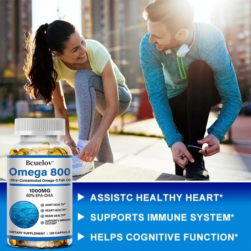 Bcuelov óleo de peixe ômega 3 suplementos 1000 mg cápsulas moles óleo de peixe ômega 3 para suporte saudável do coração e cérebro 30/60/120 cápsulas — image 6