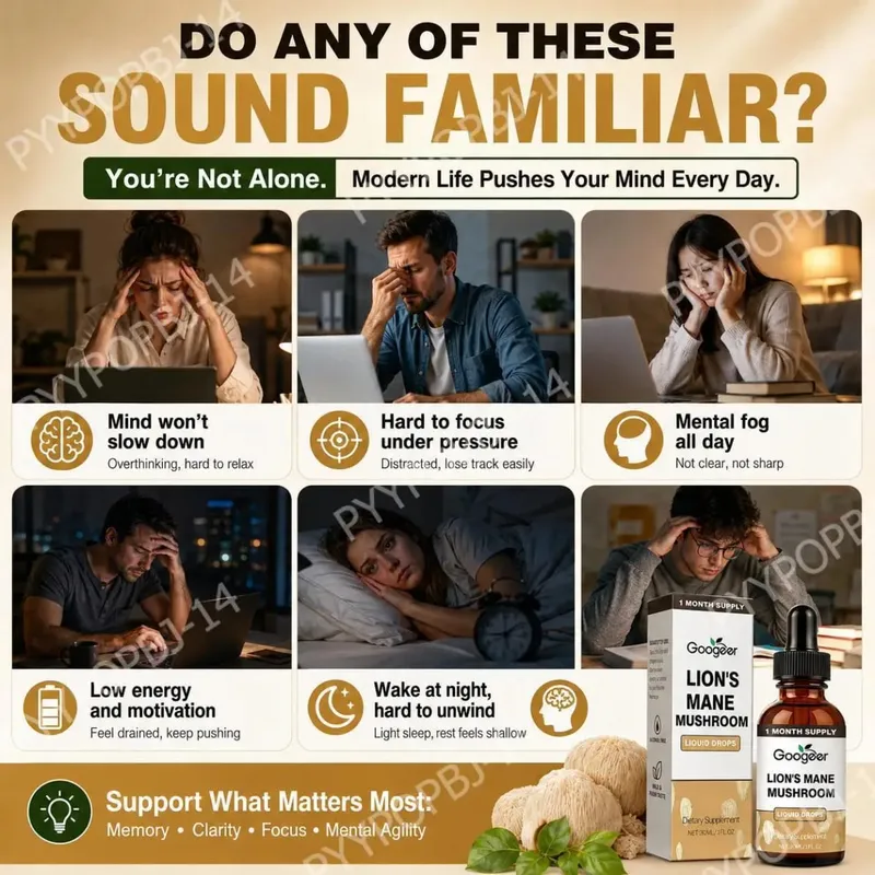 Googeer Lion's Mane Cogumelo Líquido Gotas de Memória e Suporte de Foco para Clareza Cognitiva Agilidade Mental Sem Álcool 30 ML — image 2