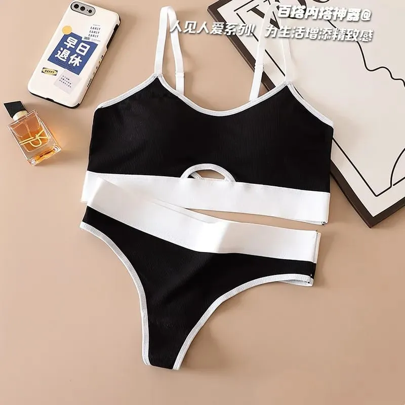 Women's Push-Up Sports Seamless Bra And Panties Set Cotton Hollow out U-Back Lingerie Set Comfort Sexy Underwear Solid Intimates — image 7