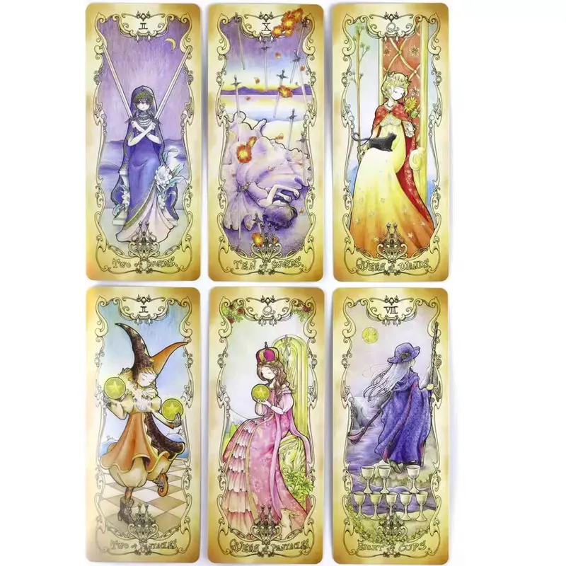 Low Scare Tarot Cards 78PCS Anime Fairy Tale Deck Kawaii Cute Oracle Divination Beginner Friendly Witchcraft Spirit Board Game