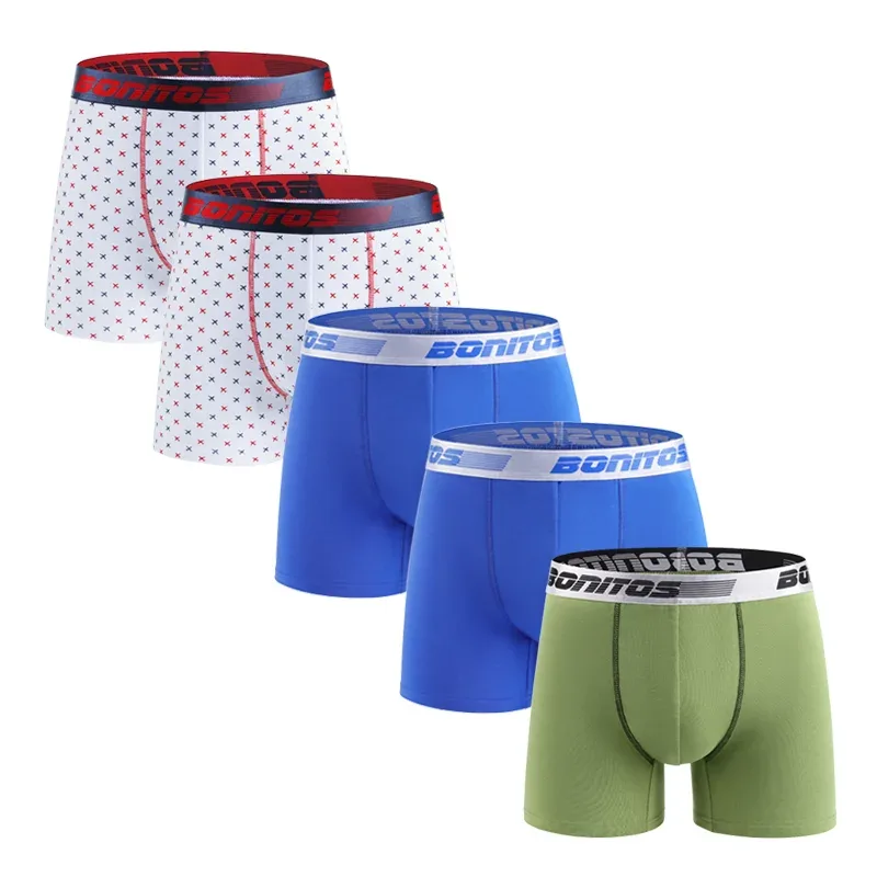 5st Herrkalsonger Boxershorts i bomull Klassiska herrtrosor BONITOS Bokstav Elastiskt midjeband Boxershorts för män — image 12
